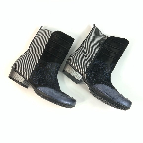 Maciejka Bootie Women Size 6.5M Leather Block Heel Mixed Print Bootie - Picture 9 of 10